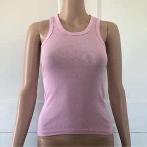 Pink Cotton Ribbed Racerback Basic Tank Top Small